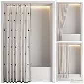 bathroom curtain with piping and pompoms