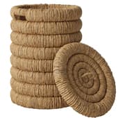 laredoute basket is round with a lid made of woven banana wood,high. marilo