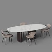 dining group with apriori st2 240x120 table (statuario) and apriori nns chairs