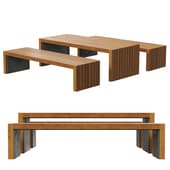 outdoor bench with table p04 / urban environment