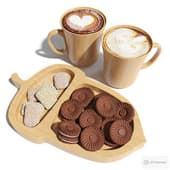 eco tableware with cookies and cappuccino