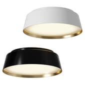 Langston Medium Flush Mount 14 Matte White with Brushed Brass