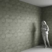 the concrete brick wall is dark green