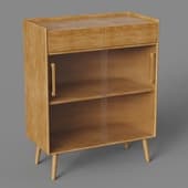 sideboard cabinet with 2 glass doors and 3 drawers in midsenchury style