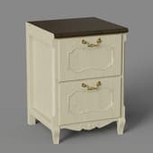 the kitchen cabinet is narrow with two drawers in a classic style