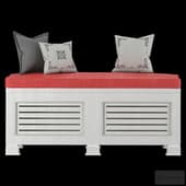 bedside table with pillows