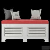 bedside table with pillows