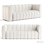 Modern White Velvet 3-Seater Sofa