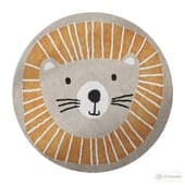 Washable Round Rug Lion  grey