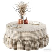 country-style table setting for a round table