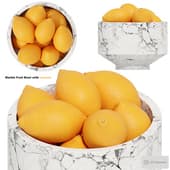 Marble Fruit Bowl with Lemons