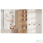custom-made children's furniture (cabinets and decorative upholstered wall) 4
