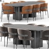 Chair Blaze Velour Milk and Ditre Italia ARCADE Oval Table