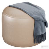 beige leather pouf from 1stdibs