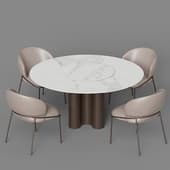 dining group with sty d160 table (statuario) and ml3 chairs (mink)