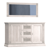 chest of drawers with mirror in classic style — light oak
