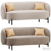 Amboise 3-Seater Curved Sofa with Ball Cushions Mist Grey Boucle