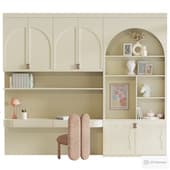 a shelving cabinet with a workplace for children 7