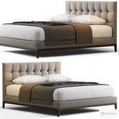 RH BOX-TUFTED BED - OAK BASE