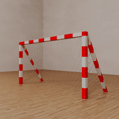 red and white soccer gates with a net
