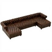 Restoration Hardware Cambridge Leather U-Chaise Sectional