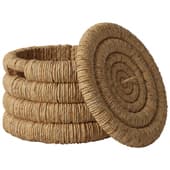 laredoute round basket with lid made of woven banana wood, marilo