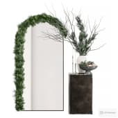decorative set with mirror and fir branches