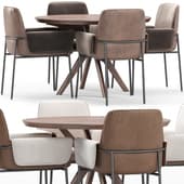 Minotti chair and Clark brown Dining Table