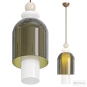 Pair of Murano Glass Green and White Suspensions