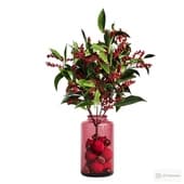 new year's bouquet with viburnum branches, pomegranates and decorations in a bottle.