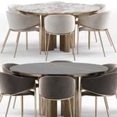 Gwen Chair Khaki Velvet and Round Adrian dinnig Table