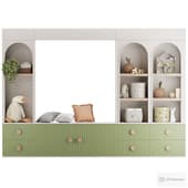 custom-made children's wardrobe (built-in under the window)