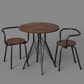 bs450 chairs set + ps003 loft table for cafe, outdoor