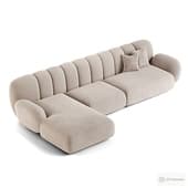 Beige Polyester Piece Upholstered Sectional