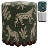 Dex Leopard Performance Jacquard Ottoman