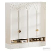 a shelving cabinet with arched doors