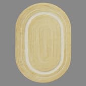 oval jute carpet with white inserts from the collection ethnic, tkano