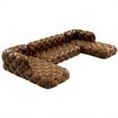 Restoration Hardware Soho Tufted Leather U-Chaise Sectional