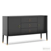 Neoclassical chest of drawers with 3 drawers and 2 doors Coco Black. Article number 10.244