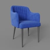 tulip chair, royal blue corduroy, black legs