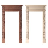 classic door portal trim with openwork carved overlays in russian style