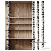 Shelves with partition made of birch