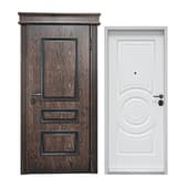 classic entrance door with birch plywood facade