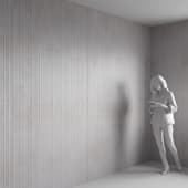 The relief wall made of concrete is light