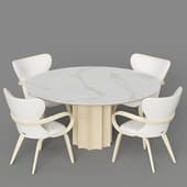 dining group with st3 160x160 table (statuario) and apriori s chairs