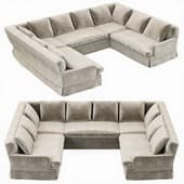 Restoration Hardware Belgian Classic Roll Arm Slipcovered U-Sofa Sectional