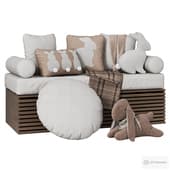 upholstered window seat in children's room 007 \ pillows