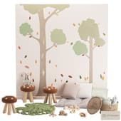 a play area for games and relaxation with trees