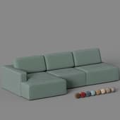 corner sofa ralf (ralph) 3-section, with armrests canape l