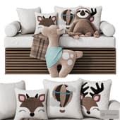 upholstered window seat in the children's room 008 \ pillows